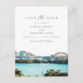 Postal Watercolor Sydney Australia Skline Destination