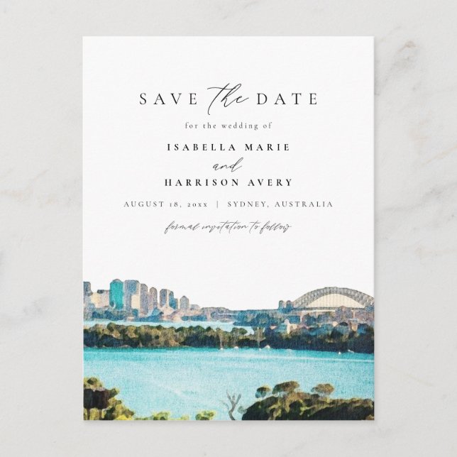 Postal Watercolor Sydney Australia Skline Destination (Anverso)