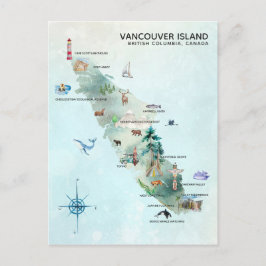 Postal Watercolor Vancouver Island Map Art