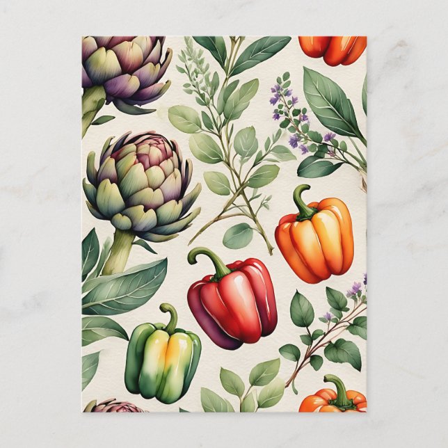 Postal Watercolor Vegetable Garden Pattern (Anverso)