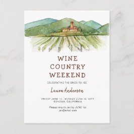 Postal Watercolor Vineyard Bachelorette fin de semana