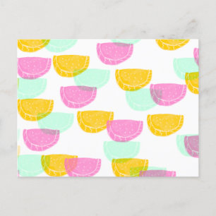 Postal Watercolor Watermelon Pink Green Yellow Pattern