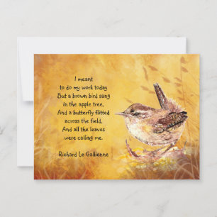 Postal Watercolor Wren Bird para los amantes de las aves