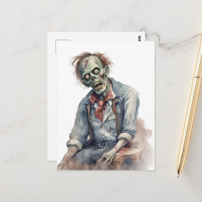 Postal Watercolor Zombie (Anverso/Reverso In Situ)