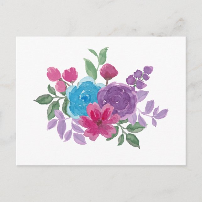 Postal watercolorful flowers (Anverso)