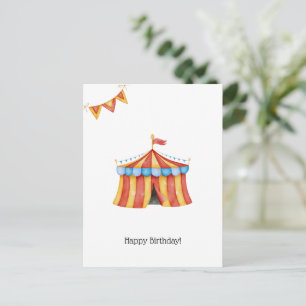 Postal Watercolour Circus Tent Carnival Happy Birthday