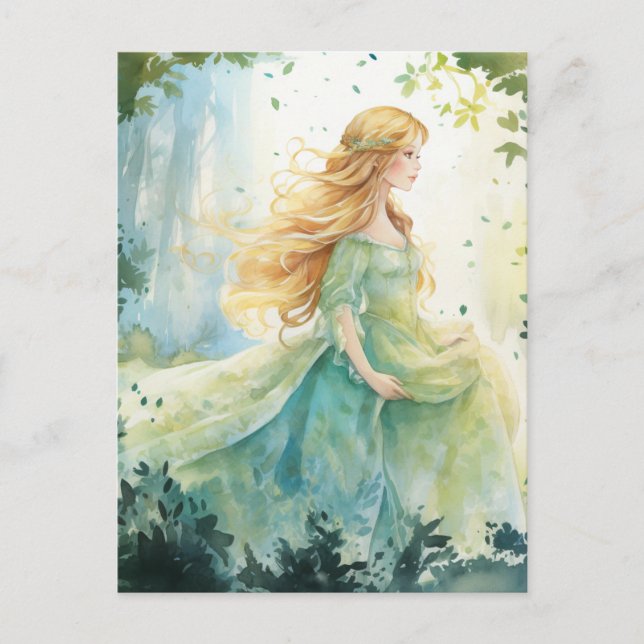 Postal Watercolour Forest Princess (Anverso)