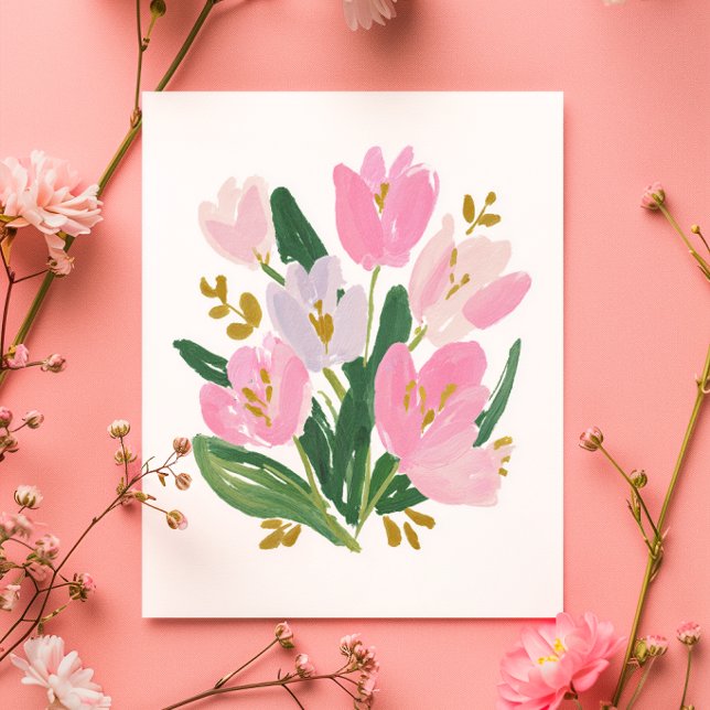 Postal Watercolour Tulips Mother’s Day Card minimal (Subido por el creador)