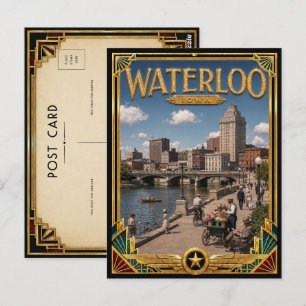 Postal Waterloo Iowa Vintage Art Deco Época Dorada