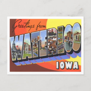 Postal Waterloo, Iowa Vintage Big Letters Postcard