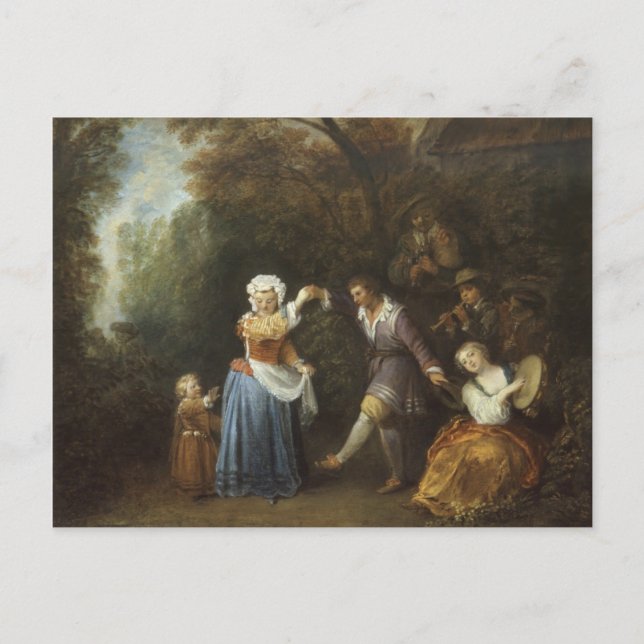 Postal Watteau, arte Jean-Antoine (Anverso)
