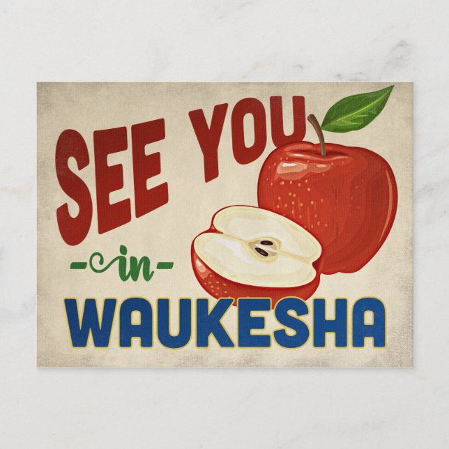 Postal Waukesha Wisconsin Apple - Viajes de época (Anverso)