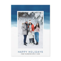 Wave azul acuarela feliz foto navideña