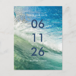 Postal Wave Beach Ocean Wedding Salva la fecha