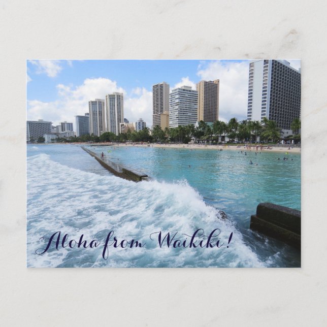 Postal Waves Waikiki Beach Honolulu Hawaii Océano Pacífic (Anverso)