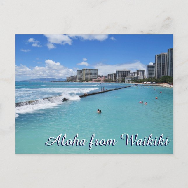 Postal Waves Waikiki Beach Honolulu Hawaii Océano Pacífic (Anverso)