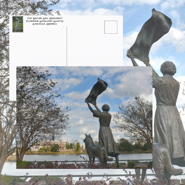 Postal Waving Chica Monumento Savannah GA Fotografía (Subido por el creador)