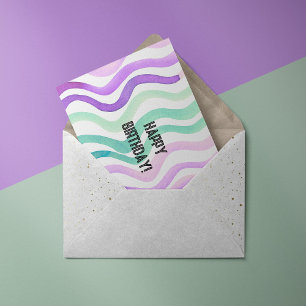 Postal Wavy purple and green watercolor lines