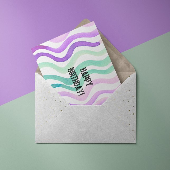 Postal Wavy purple and green watercolor lines (Subido por el creador)