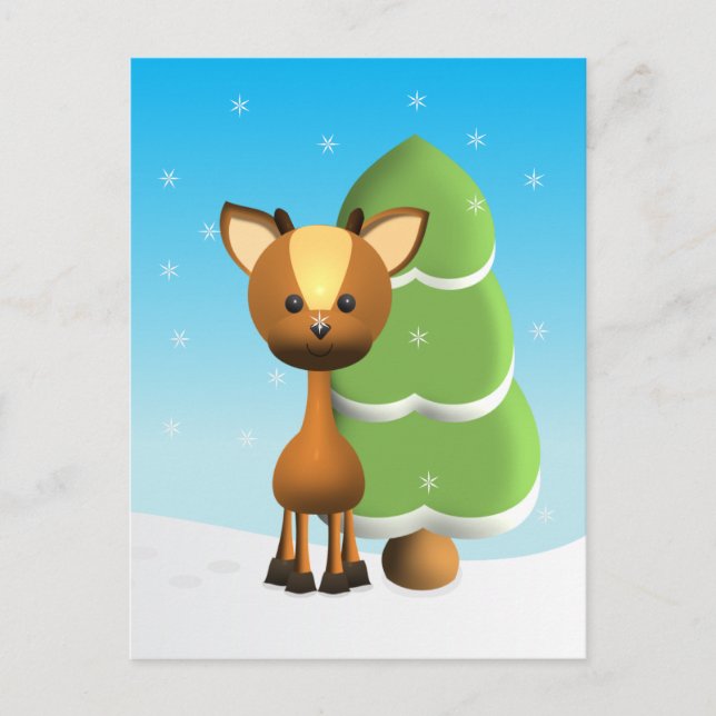 Postal Wayne Deer en la nieve (Anverso)
