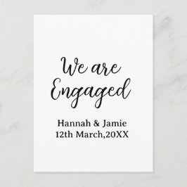 Postal We are Engaged couple name date calligraphystylish