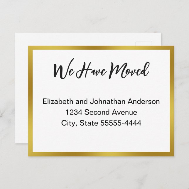 Postal We Have Moved Script White Moving Announcement (Anverso / Reverso)