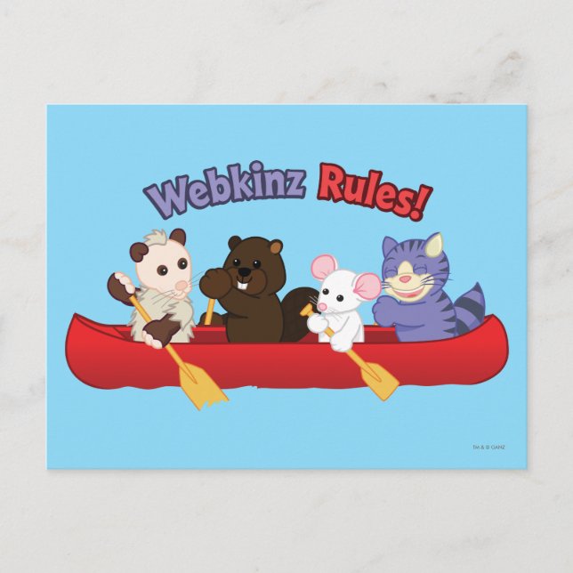 Postal Webkinz | Viaje en canoa por las reglas de Webkinz (Anverso)