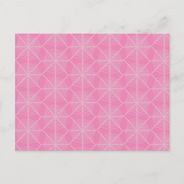 Postal Webs de araña de Halloween en rosa y blanco (Anverso)