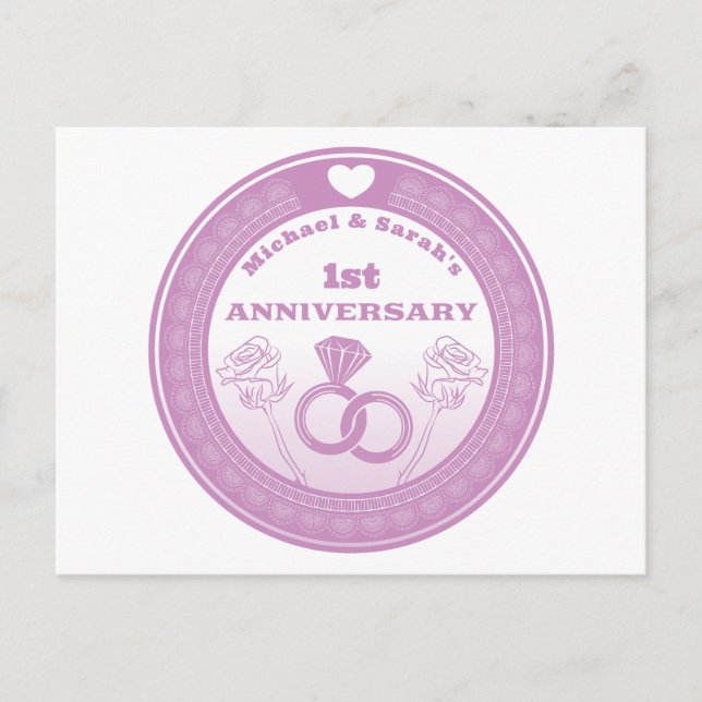 Postal Wedding anniversary Lace look change the year (Anverso)