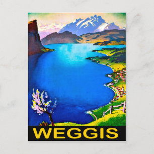 Postal Weggis, vista al lago de Lucerna, Suiza