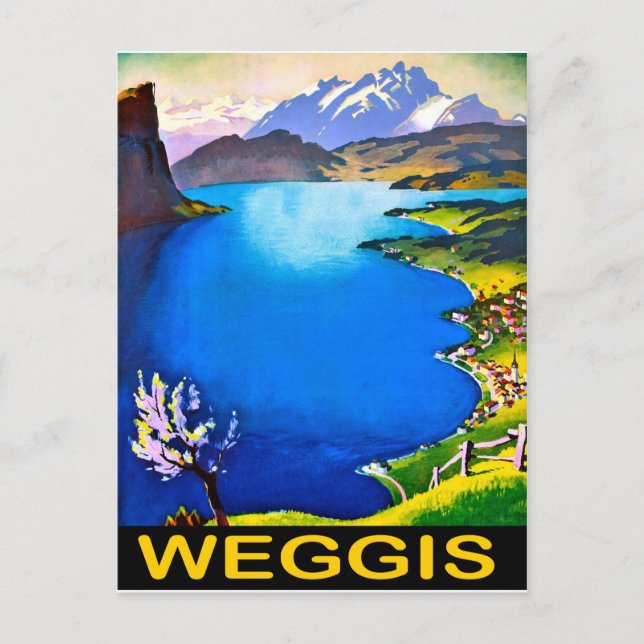 Postal Weggis, vistas al lago Lucerne, Suiza (Anverso)
