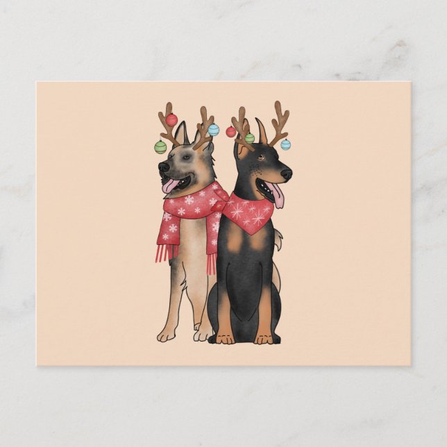 Postal Weihnacht Hunde christmas Doberham German Shepherd (Anverso)
