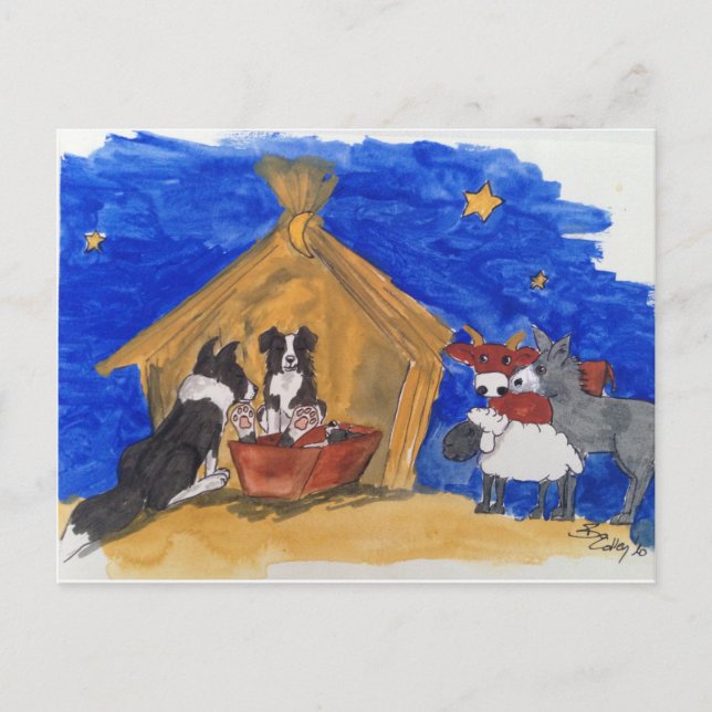 Postal Weihnachten bei Familie Hund (Anverso)