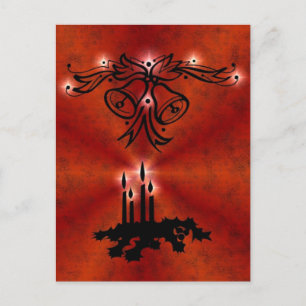 Postal Weihnachts Ornamente mit Sterne auf rot