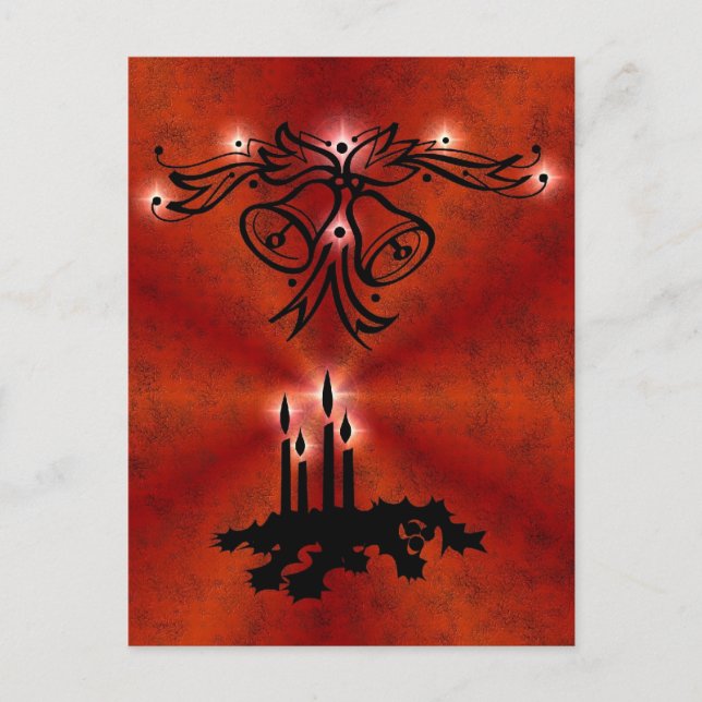 Postal Weihnachts Ornamente mit Sterne auf rot (Anverso)