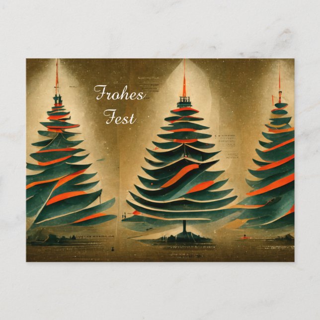 Postal Weihnachtsbaum. Art Deco Style (Anverso)