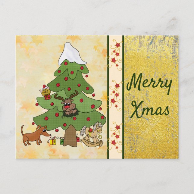 Postal Weihnachtsbaum mit Hund (Anverso)