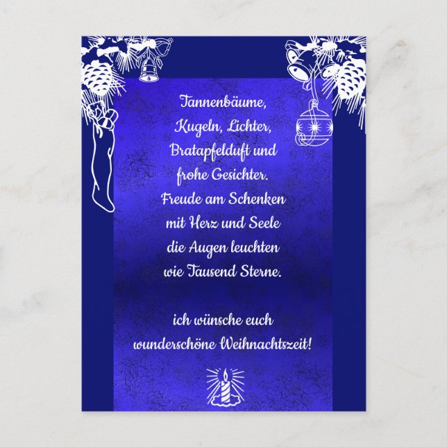 Postal Weihnachtsgedicht Deutsch , añada tu texto (Anverso)