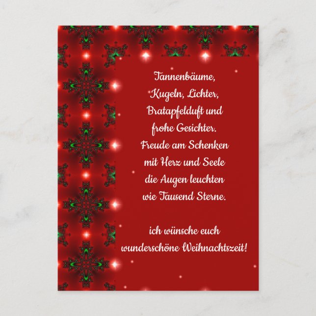 Postal Weihnachtsgedicht Deutsch , añada tu texto (Anverso)