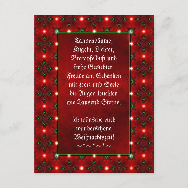 Postal Weihnachtsgedicht Deutsch , añada tu texto (Anverso)
