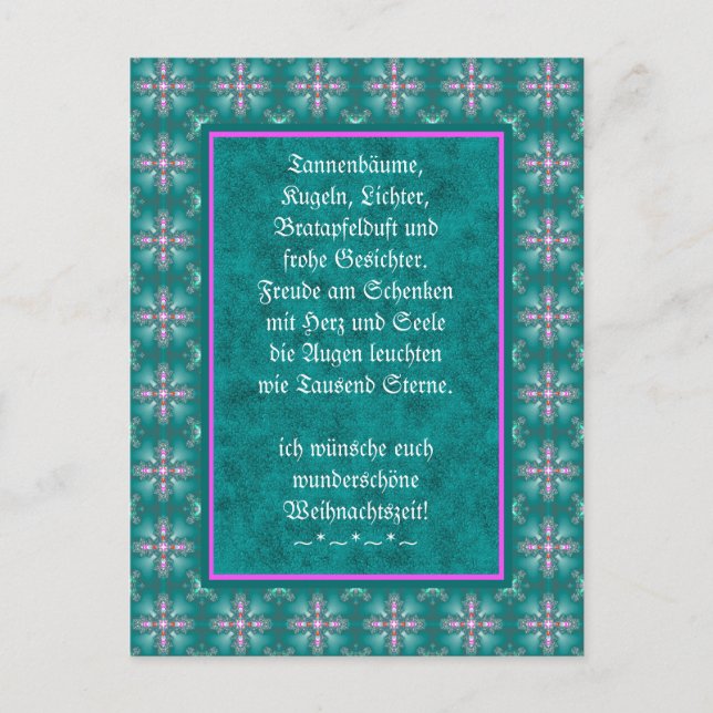 Postal Weihnachtsgedicht Deutsch , añada tu texto (Anverso)