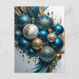 Postal Weihnachtskugeln Gold Blau Luxus Fest Standard