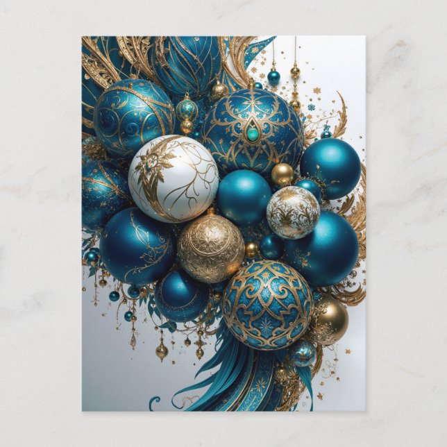 Postal Weihnachtskugeln Gold Blau Luxus Fest Standard (Anverso)