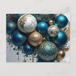 Postal Weihnachtskugeln Gold Blau Luxus Fest Standard