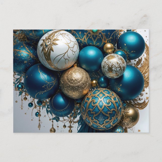 Postal Weihnachtskugeln Gold Blau Luxus Fest Standard (Anverso)