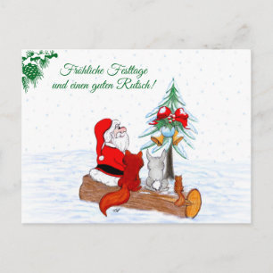 Postal Weihnachtsmann Kaninchen Fox Eichhörnchen, Deutsch