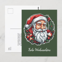Postal Weihnachtsmannkopf mit Kranz -