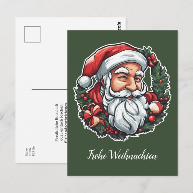 Postal Weihnachtsmannkopf mit Kranz -  (Anverso / Reverso)