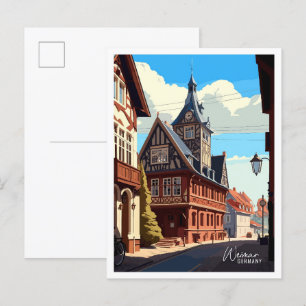 Postal Weimar Alemania Art Vintage Travel Ilustracion