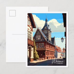 Postal Weimar Alemania Viaje Ilustracion Vintage